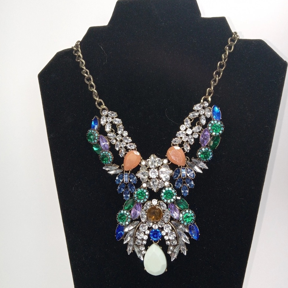 Elegant Multicolor Rhinestone Statement Necklace - image 1